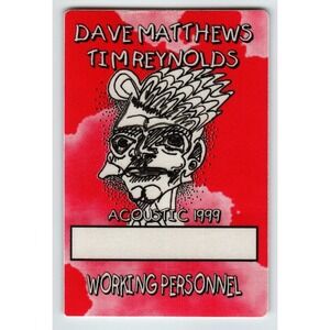 Dave Matthews Tim Reynolds Backstage Concert Pass 1999 Vintage Original Cloth